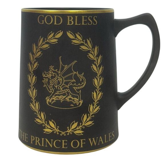 Wedgwood Black Basalt Jasperware 1969 Commemorative Tankard Mug Prince of Wales - Picture 1 of 7